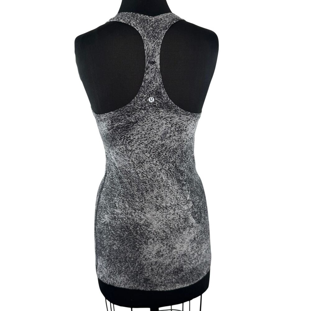 Lululemon Gray Black Tank Luon Spray Jacquard Cool Racerback Pullover Size 8-10